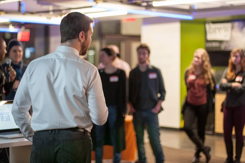 AIGA President Mat Budelman welcoming guests. Photo: Margaret&nbsp;Wang