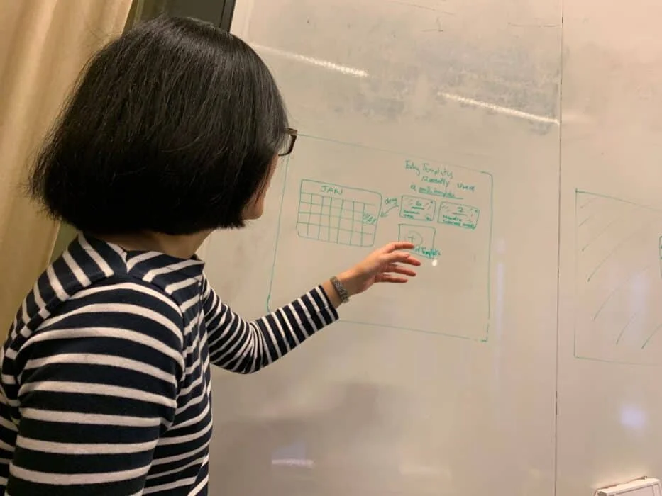 Sketching a storyboard on a whiteboard. IMG credit: Mendix, Inc.