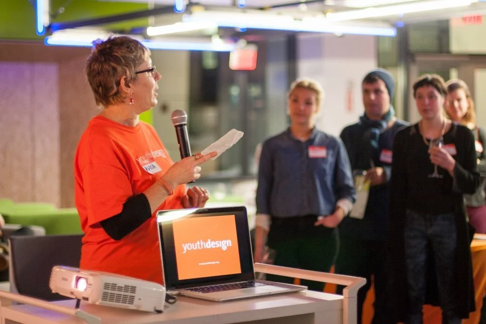 Alisa Aronson introduces YouthDesign. Photo: Margaret&nbsp;Wang