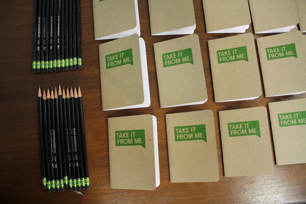 Participants receive Scout notebooks and pencils. Photo: Carly Hagins