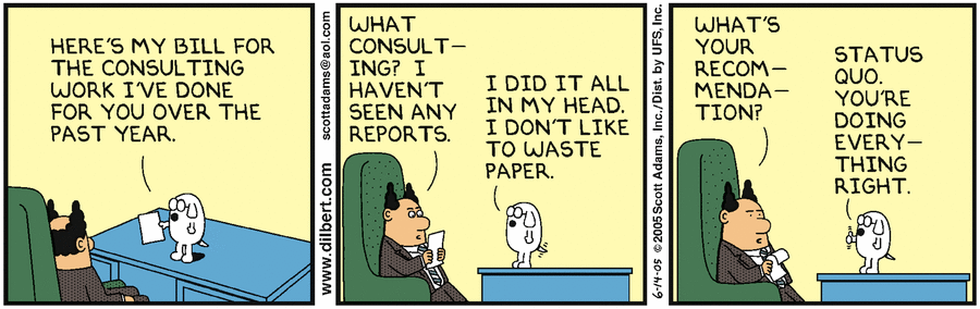 Status Quo Bias,  Credit, Dilbert by Scott Adams: 06/14/2005  |  View Transcript