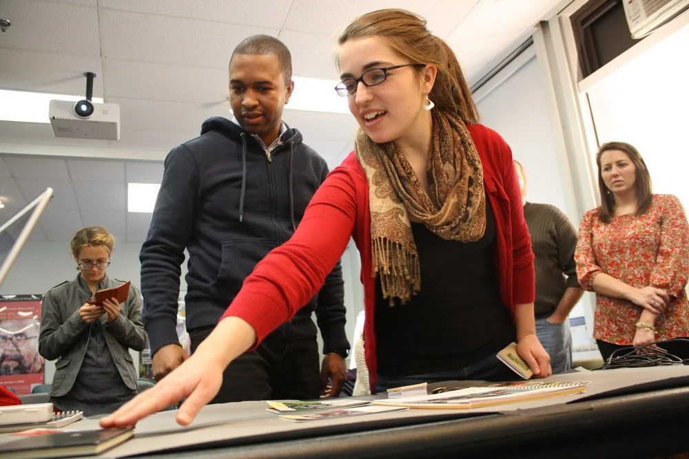 Participants laying out pieces to be photographed. Photo: Carly Hagins